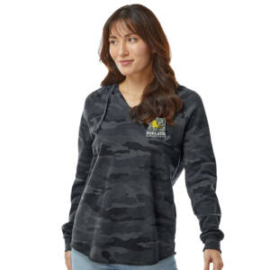 Borlaug Elementary Independent Trading Co. Women’s Lightweight California Wave Wash Hooded Sweatshirt – Black Camo Hea