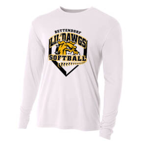 Bett Lil Dawgs SB Adult Cooling Performance long sleeve Crew Tee-White