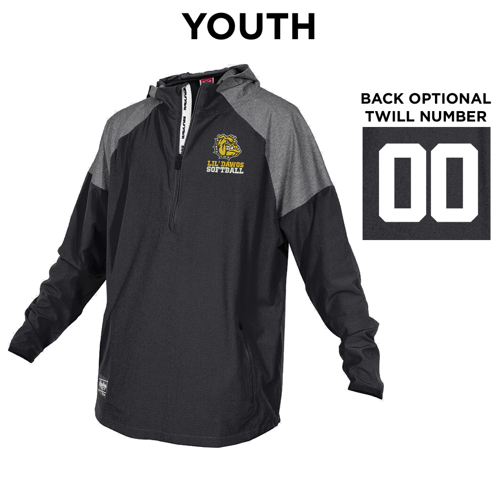Bett Lil Dawgs SB Rawlings YOUTH Rawlings Colorsync Long Sleeve 1/2 zip hooded BP Jacket-Black