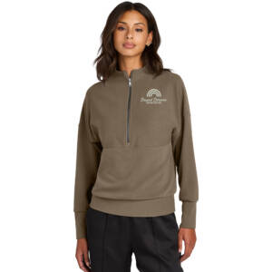 Beyond Behavior Mercer and Mettle Women’s Linear Texture 1/4 Zip – Warm Taupe