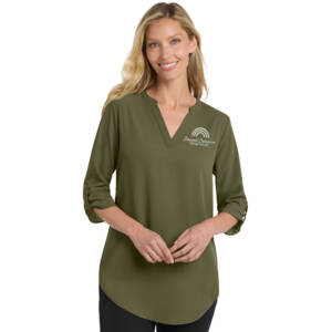 Beyond Behavior Port Authority Ladies 3/4 Sleeve Tunic Blouse – Deep Olive