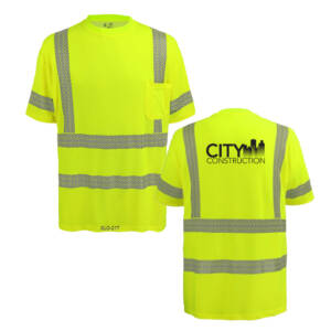 City Construction FrogWear Class 3 HV Premium Self-Wicking Bamboo/Polyester Short-Sleeved Shirt with pocket-Safety Gr