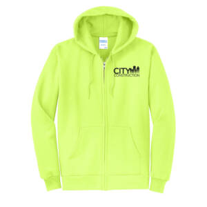 City Construction Unisex Core Fleece Full Zip Hooded Sweatshirt-Neon Yellow