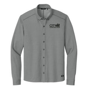 City Construction OGIO Men Code Stretch Long Sleeve Button-Up-Tarmac Grey Heather