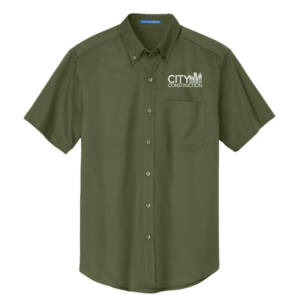 City Construction Port Authority Short Sleeve Easy Care Shirt Men-Clover Green