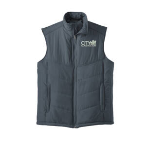 City Construction Port Authority Men Puffy Vest jacket-Dark Slate Black