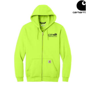 City Construction Carhartt Midweight Hooded Zip Front Sweatshirt Unisex-Brite Lime