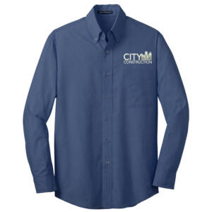 City Construction Port Authority Crosshatch Easy Care Shirt-Deep Blue