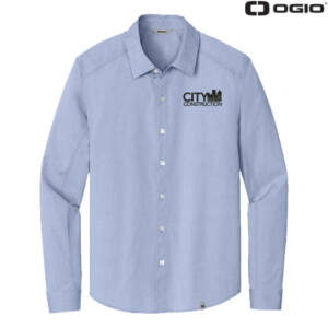 City Construction OGIO Men Commuter Woven Shirt-Metal Blue Heather