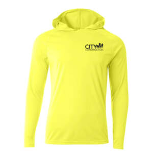 City Construction Cooling performance long sleeve hooded Tee Men-Safety Yellow