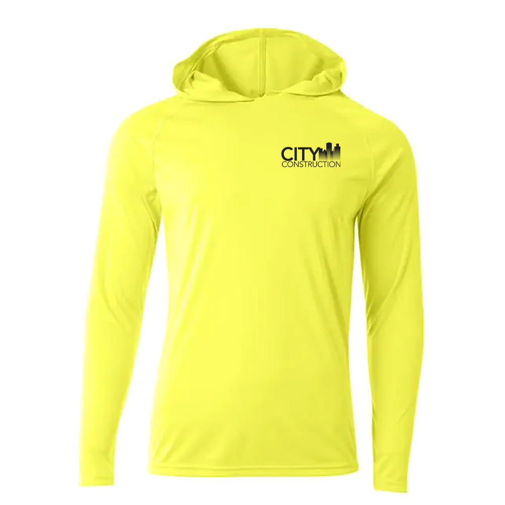 City Construction Cooling performance long sleeve hooded Tee Men-Safety Yellow