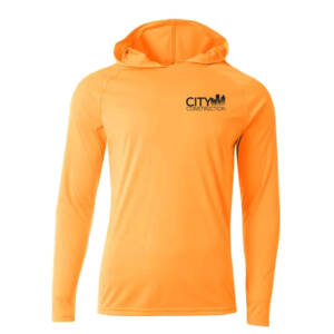 City Construction Cooling performance long sleeve hooded Tee Men-Safety Orange