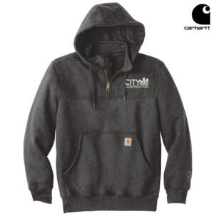 City Construction Carhartt Adult Rain Defender Paxton Heavyweight Hooded Zip Mock Sweatshirt-Carbon Heather