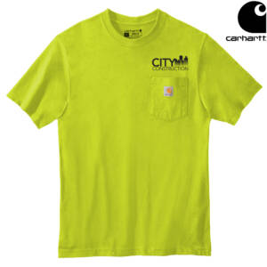 City Construction Carhartt Men Workwear Pocket Short Sleeve cotton T-Shirt-Brite Lime