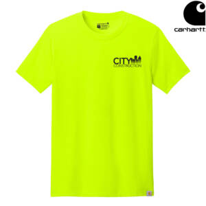 City Construction Carhartt Men Short Sleeve 5-ounce, 60/40 cotton/polyester T-Shirt-Brite Lime