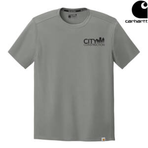 City Construction Carhartt Force Men Sun Defender Short Sleeve T-Shirt-Asphalt Grey