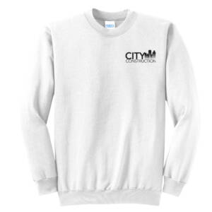 City Construction Unisex Fleece Crewneck Sweatshirt-White