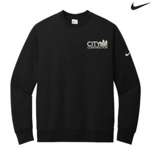 City Construction Nike Club Fleece Sleeve Swoosh Crew Adult-Black