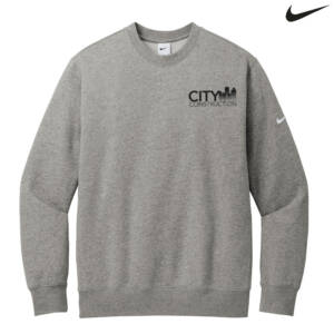 City Construction Nike Club Fleece Sleeve Swoosh Crew Adult-Dark Grey Heather