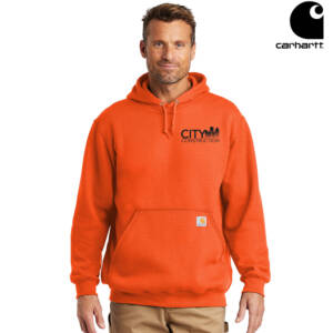 City Construction Carhartt Midweight Hooded Sweatshirt Adult-Brite Orange