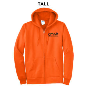 City Construction Tall Fleece Full Zip Hooded Sweatshirt-Safety Orange