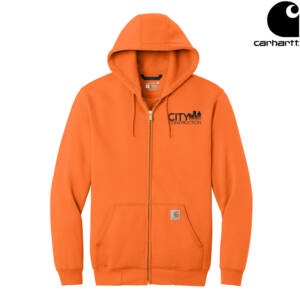 City Construction Carhartt Adult Midweight Hooded Zip-Front Sweatshirt-Brite Orange