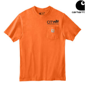 City Construction Carhartt Workwear Pocket Short Sleeve cotton T-Shirt Adult-Brite Orange