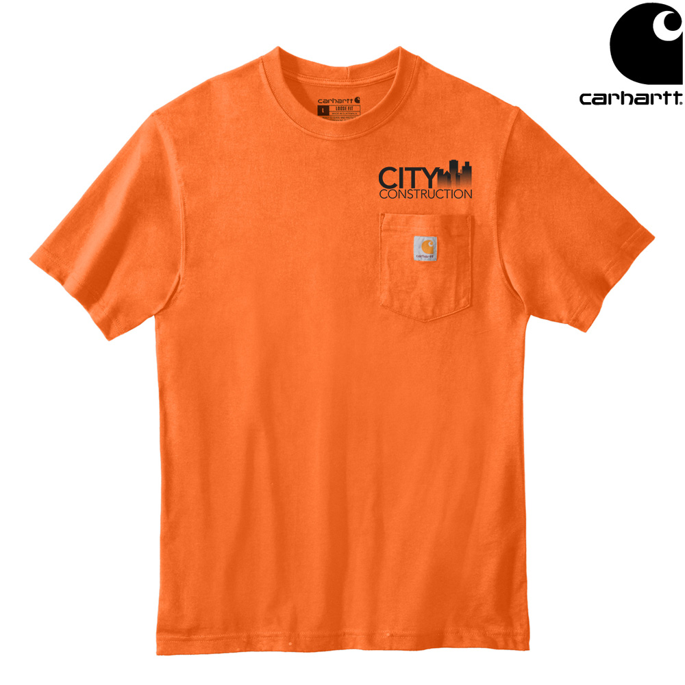 City Construction Carhartt Workwear Pocket Short Sleeve cotton T-Shirt Adult-Brite Orange