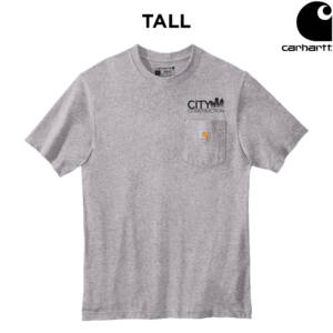 City Construction Carhartt Workwear TALL Pocket Short Sleeve cotton T-Shirt -Heather Grey