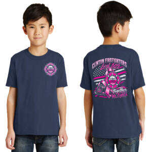 Clinton Fire Breast Cancer Awareness Youth Short Sleeve T Shirt – Navy