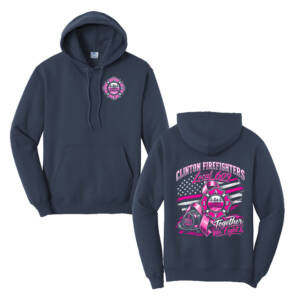 Clinton Fire Breast Cancer Awareness Unisex Classic Core weight Cozy Pullover Hooded Sweatshirt – Navy