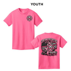 Clinton Fire Breast Cancer Awareness  YOUTH Short Sleeve Tee – NeonPink