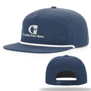 Citizens First Bank Richardson UMPQUA 5 Panel flat bill snapback rope cap – NavyWhite.