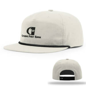 Citizens First Bank Richardson UMPQUA 5 Panel flat bill snapback rope cap – BirchBlack