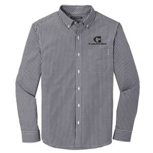 Citizens First Bank Broadcloth Men Gingham Easy Care Shirt – BlackWhite