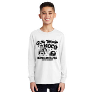 Clinton Homecoming Youth Cotton Long Sleeve T Shirt – White