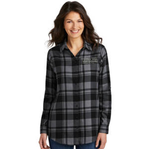 Central IA Wind Ensemble Port Authority Ladies Plaid Flannel Tunic – Grey/Black