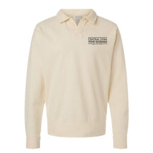 Central IA Wind Ensemble ComfortWash Garment Dyed Polo Collar Sweatshirt – Parchment