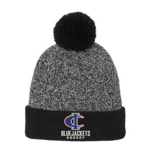 Bluejackets Hockey Sport-Tek Halftime Heather Pom Beanie-Black/Silver