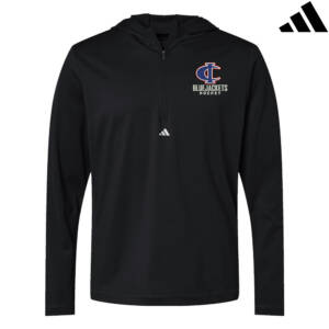 Bluejackets Hockey adidas Men’s Lightweight Quarter-Zip Hooded Pullover-Black