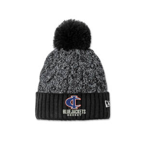 Bluejackets Hockey New Era Marled Knit Pom Beanie-Black/Graphite/White