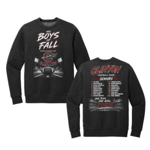 Clinton Senior FB Unisex District Wash Fleece Crew – Black
