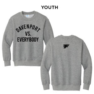 Davenport Flyers CC Youth Fleece Crewneck Sweatshirt-Athletic Heather