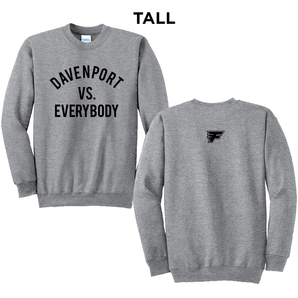 Davenport Flyers CC Tall Fleece Crewneck Sweatshirt-Athletic Heather
