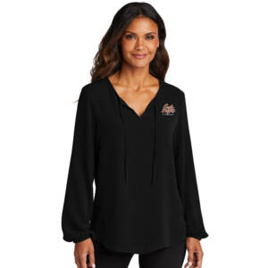 Eagle Heights Port Authority Ladies Textured Crepe Blouse – DeepBlack