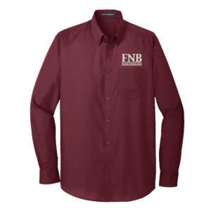 FNB Port Authority Long Sleeve Carefree Poplin Shirt Men- BurgundyStone