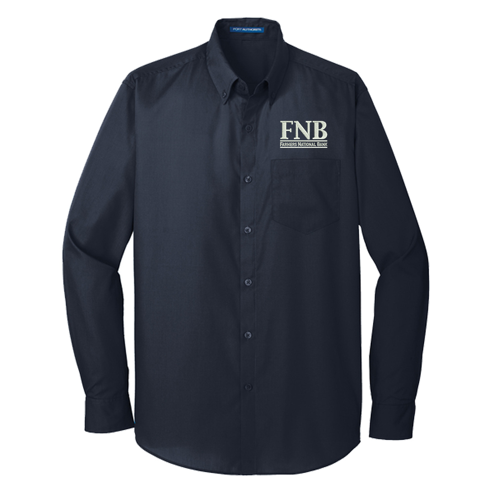 FNB Port Authority Long Sleeve Carefree Poplin Shirt Men - RiverBlueNavy