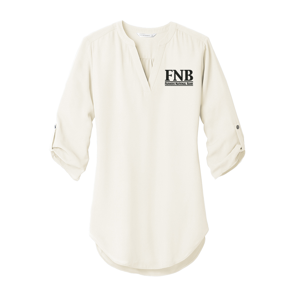 FNB Port Authority Ladies 3/4 Sleeve Tunic Blouse - Ivory