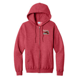 Steamers Unisex Classic Full-Zip Hooded Sweatshirt-Heather Red