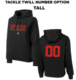 GV FB Sport-Tek TALL Pullover Hooded Sweatshirt-Black TACKLE TWILL NUMBER OPTION
